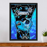 Cronulla-Sutherland Sharks Indigenous Camo - Rugby Team Framed Wrapped Canvas | lovenewzealand.co
