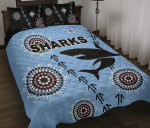 Cronulla Quilt Bed Set Sharks Simple Indigenous - Blue K8 | Lovenewzealand.co