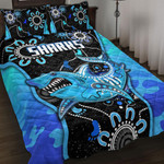 Cronulla-Sutherland Sharks Indigenous Camo - Rugby Team Quilt Bed Set | lovenewzealand.co
