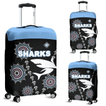 Cronulla Luggage Covers Sharks Simple Indigenous - Black K8 | Lovenewzealand.co
