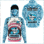 Love New Zealand Clothing - (Custom) Cronulla-Sutherland Sharks Hoodie Gaiter A35