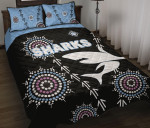 Cronulla Quilt Bed Set Sharks Simple Indigenous - Black K8 | Lovenewzealand.co