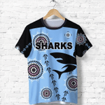 Cronulla T Shirt Sharks Simple Indigenous - Blue K8 | Lovenewzealand.co