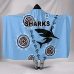 Love New Zealand Hooded Blanket - Cronulla Hooded Blanket Sharks Simple Indigenous - Blue K8