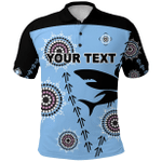 (Custom Personalised) Cronulla Polo Shirt Sharks Simple Indigenous - Blue K8 | Lovenewzealand.co