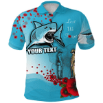 (Custom Personalised) Anzac Sharks Polo Shirt Cronulla Lest We Forget K13 | Lovenewzealand.co