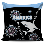 Cronulla Pillow Cover Sharks Simple Indigenous - Black K8 | Lovenewzealand.co