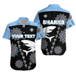 (Custom Personalised) Cronulla Hawaiian Shirt Sharks Simple Indigenous - Black K8 | Lovenewzealand.co