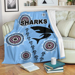 Cronulla Premium Blanket Sharks Simple Indigenous - Blue K8 | Lovenewzealand.co