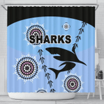 Cronulla Shower Curtain Sharks Simple Indigenous - Blue K8 | Lovenewzealand.co