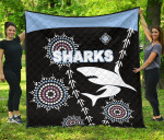 Cronulla Premium Quilt Sharks Simple Indigenous - Black K8 | Lovenewzealand.co