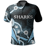 (Custom Personalised)Sharks Aboriginal Polo Shirt Light Blue TH4 | Lovenewzealand.co