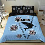 Cronulla Bedding Set Sharks Simple Indigenous - Blue K8 | Lovenewzealand.co