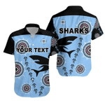 (Custom Personalised) Cronulla Hawaiian Shirt Sharks Simple Indigenous - Blue K8 | Lovenewzealand.co