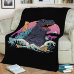 Rad Zilla Wave Fleece Blanket Gift For Fan, Premium Comfy Sofa Throw Blanket Gift