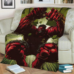 Red Hulk Fleece Blanket Gift For Fan, Premium Comfy Sofa Throw Blanket Gift