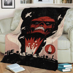 Red Skull Fleece Blanket Gift For Fan, Premium Comfy Sofa Throw Blanket Gift
