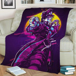Retro Jotaro Fleece Blanket Gift For Fan, Premium Comfy Sofa Throw Blanket Gift