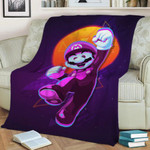Retro Super Mario Fleece Blanket Gift For Fan, Premium Comfy Sofa Throw Blanket Gift