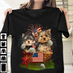Yorkshire dog and american flag T Shirt Hoodie Sweater