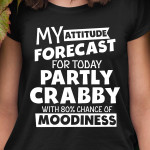 My Attitude Forecast For Today Partly Crabby With 80 Percent Chance Of Moodiness T Shirt Hoodie Sweater