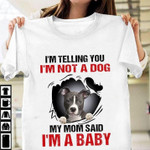 Pitbull dog i'm telling you i'm not a dog my mom said i'm a baby T shirt hoodie sweater