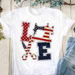 Sewing and hairstylist love american flag T Shirt Hoodie Sweater