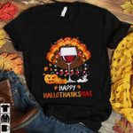 Wine happy hallothanksmas halloween T Shirt Hoodie Sweater