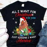 Merry christmas all i want for Christmas is you just kidding i want horses T Shirt Hoodie Sweater
