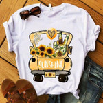 Car sunshine butterfly heart and hand sunflowers T shirt hoodie sweater