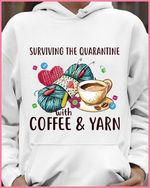 Heart with coffee and yarn crochet T shirt hoodie sweater