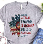 Peace lover sunflower america every little thing is gonna be alright T Shirt Hoodie Sweater