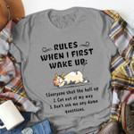 Cow rules when i first wake up everyone shut the hell up get out of my way don't ask me any me any damn questions T shirt hoodie sweater