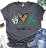 Peace love cure pcos awareness T shirt hoodie sweater