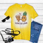 Love is Love Cute Pride Pineapple Pizza Tie Dye Bleached T-shirt