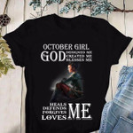 October girl god designed me created me blesses me heals defends forgives loves me T Shirt Hoodie Sweater