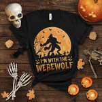Halloween I'm with the werewolf T Shirt Hoodie Sweater