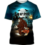 Halloween bigfoot happy big or trick 3D T Shirt Sweatshirt Zip Hoodie Bomber