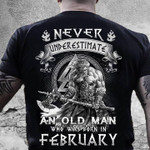Viking warrior never underestimate an old man who was born in february T shirt hoodie sweater