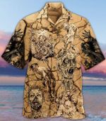 Basset Hound dog camping and Halloween and summer Print Short Sleeve Hawaiian Casual Shirt