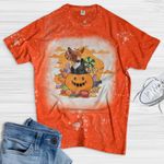 Basenji Dog Happy Halloween Tie Dye Bleached T-shirt