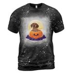 Dachshund In Pumpkin Halloween 1 Tie Dye Bleached T-shirt