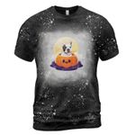 French Bulldog In Pumpkin Halloween Tie Dye Bleached T-shirt