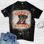 Rottweiler Happy Halloween Tie Dye Bleached T-shirt