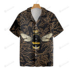 Golden Floral Bee Hawaiian Shirt