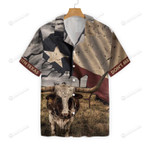 Texas Longhorn With Flag Hawaiian Shirt