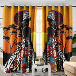 African Women Sunset Blackout Thermal Grommet Window Curtains