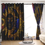 Blue Mandala Moon and Sun Blackout Thermal Grommet Window Curtains