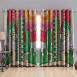 Colorful Cactus In Dessert Blackout Thermal Grommet Window Curtains