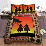 Horse Cowboy Couple At Dawn Bed Sheets Spread Duvet Cover Bedding Sets